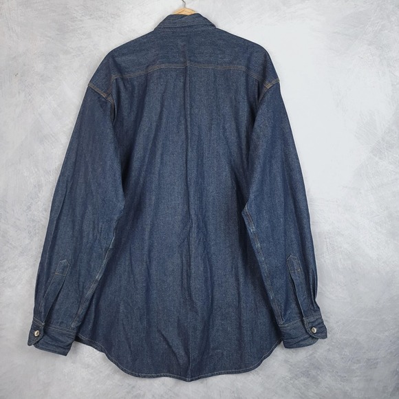 Vintage GAP Denim Shirt Mens Large Long Sleeve Button Front Point Collar 90s - Picture 9 of 16